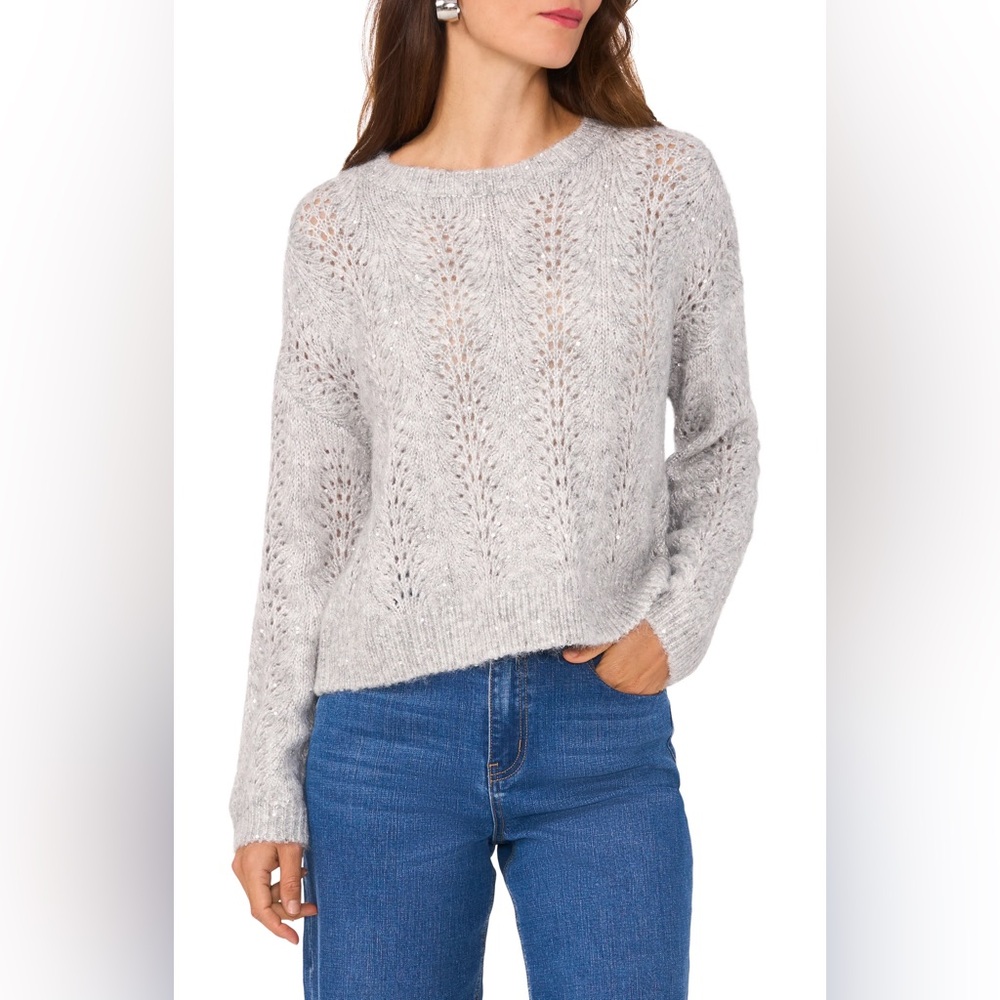 1. STATE Sequin Pointelle Knit Sweater